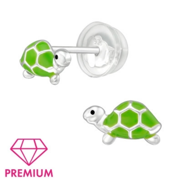 Children's Silver Turtle Ear Studs - Picture 1 of 2